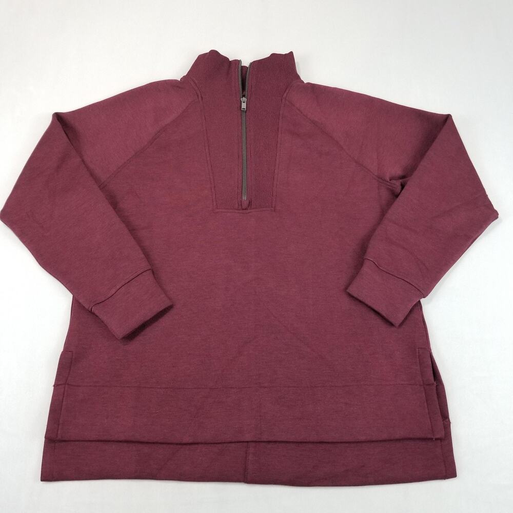 SPANX AirEssentials Pullover Womens Medium Burgundy Brushed Half Zip Tunic NWT - Picture 14 of 14